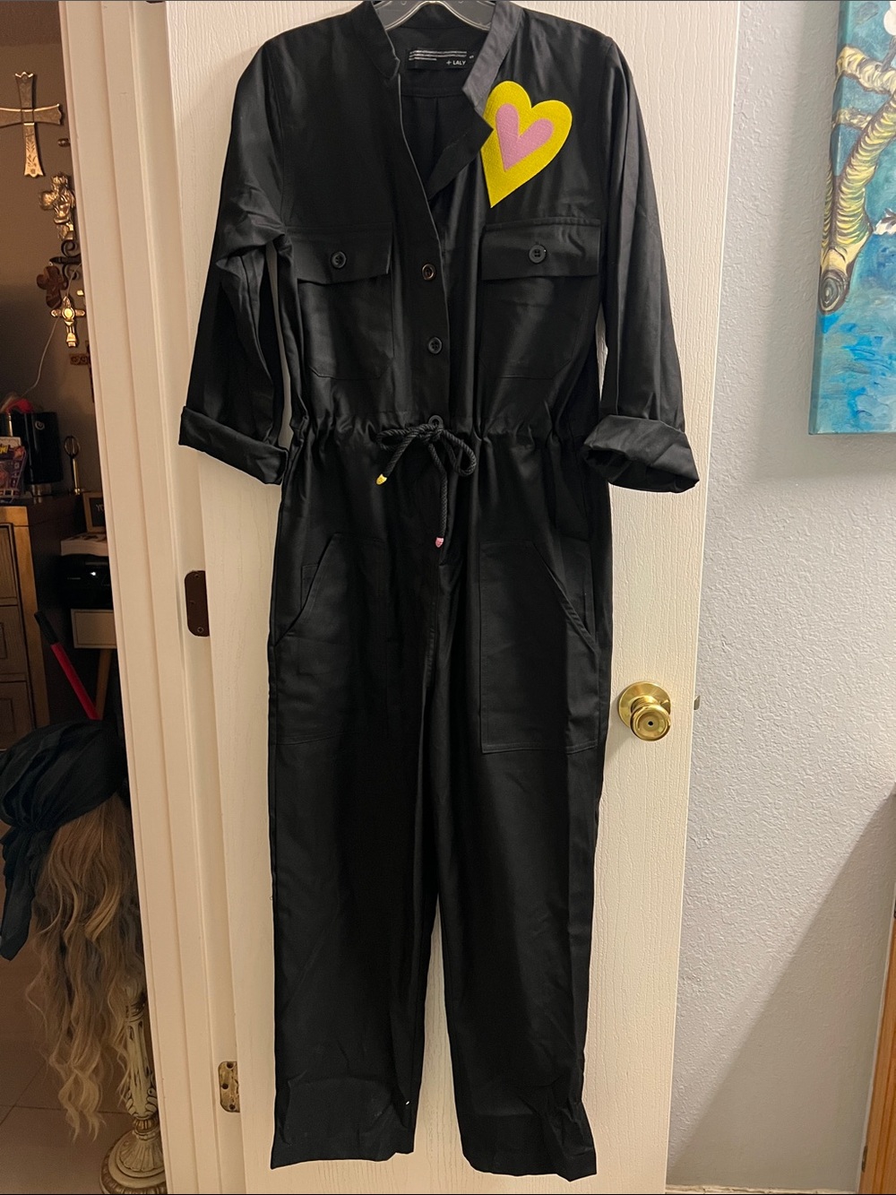 Black Utility Jumpsuit with Drawstring Waist